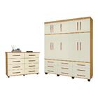 Conjunto Roupeiro E Cômoda Veneza Mel Pérola