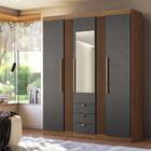 Conjunto Roupeiro Espelho E Cômoda Joey Jatoba Grafite