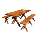 Conjunto Rústico De Mesa 2m E 2 Bancos Sem Encosto Madeira Ma