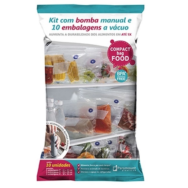 Conjunto Saco Para Armazenagem A Vacuo Compact Food + Bomba P