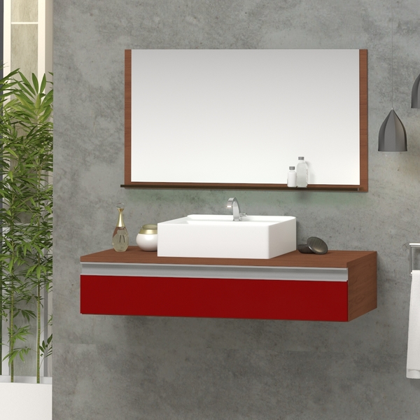 Conjunto Safira 80 Superior Mdf Gabinete Para Banheiro Com Cu