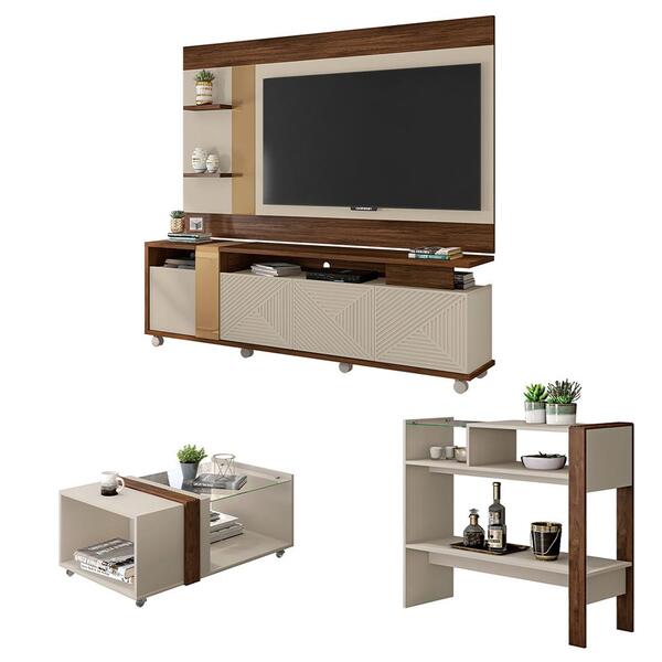 Conjunto Sala Bancada Painel Mesa Aparador Columbus Caemmun