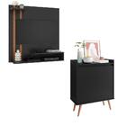 Conjunto Sala Com Painel Para Tv 32" Smart Plus - Preto Com N