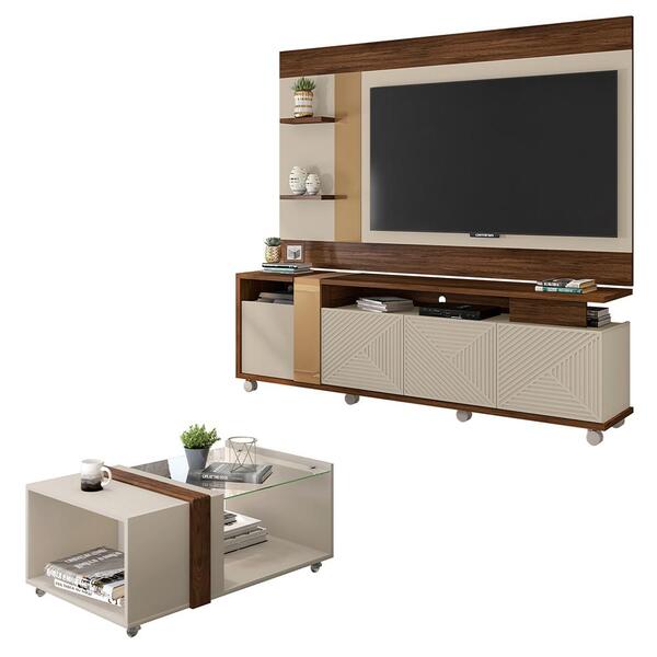 Conjunto Sala De Estar Bancada Painel Mesa Columbus Caemmun