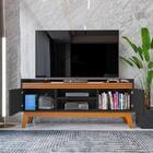 Conjunto Sala De Estar Buffet E Rack Com Painel Ripado 136cm