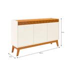 Conjunto Sala De Estar Buffet E Rack Com Painel Ripado 136cm