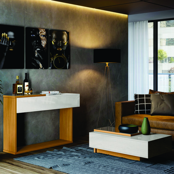 Conjunto Sala De Estar Jonas Off White Perolizado E Tauari