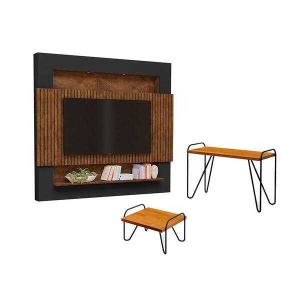 Conjunto Sala De Estar Orlando Malbec Preto Naturale