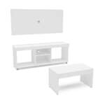 Conjunto Sala De Estar Painel Com Rack E Mesa De Centro Branco