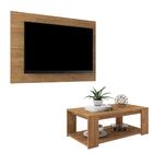 Conjunto Sala De Estar Painel Mesa Marrom Prince Caemmun