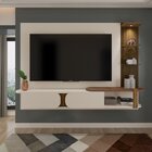 Conjunto Sala De Estar Painel Para Tv Até 72 Pol Com Mesa De