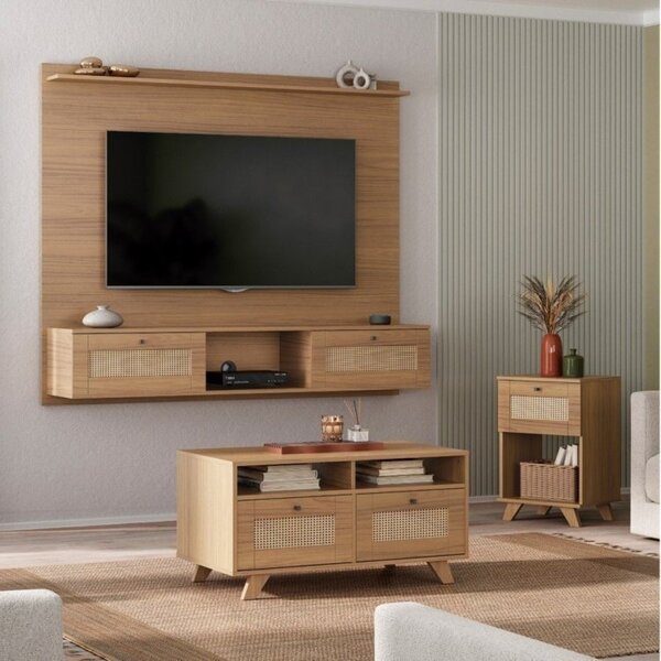 Conjunto Sala De Estar Painel Para Tv Até 72 Polegadas Com Me