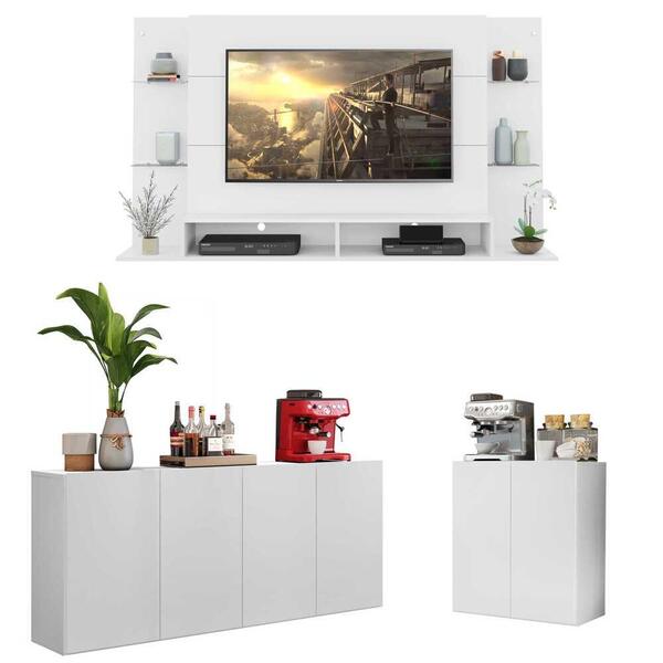 Conjunto Sala De Estar Painel Tv 60" E 2 Aparadores Olívia Mu