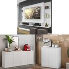 Conjunto Sala De Estar Painel Tv 60" E 2 Aparadores Olívia Mu