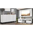 Conjunto Sala De Estar Rack + Painel Tv 65" E Aparador Retrô