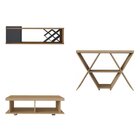 Conjunto Sala De Estar Rack Bar Para Tv Até 75 Pol Com Adega