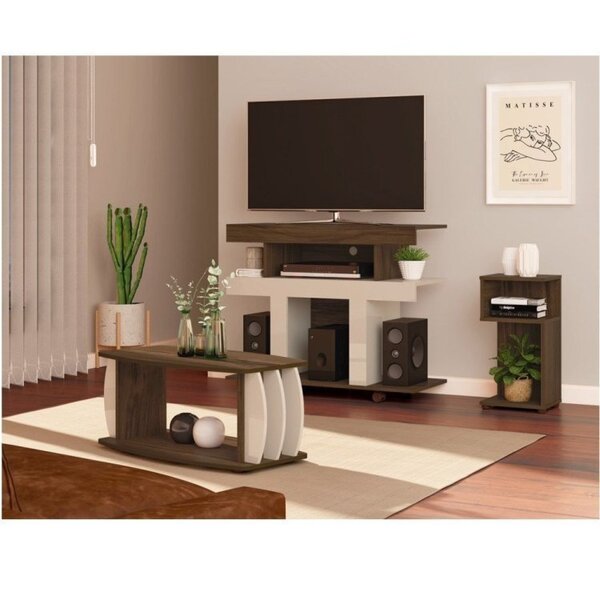 Conjunto Sala De Estar Rack Para Tv Até 42 Pol Guiaba Com Mes