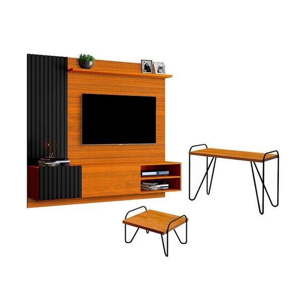 Conjunto Sala De Estar São Francisco Freijó Preto Naturale