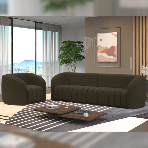 Conjunto Sala De Estar Sofá 252cm 3 Lugares E Poltrona Adam V