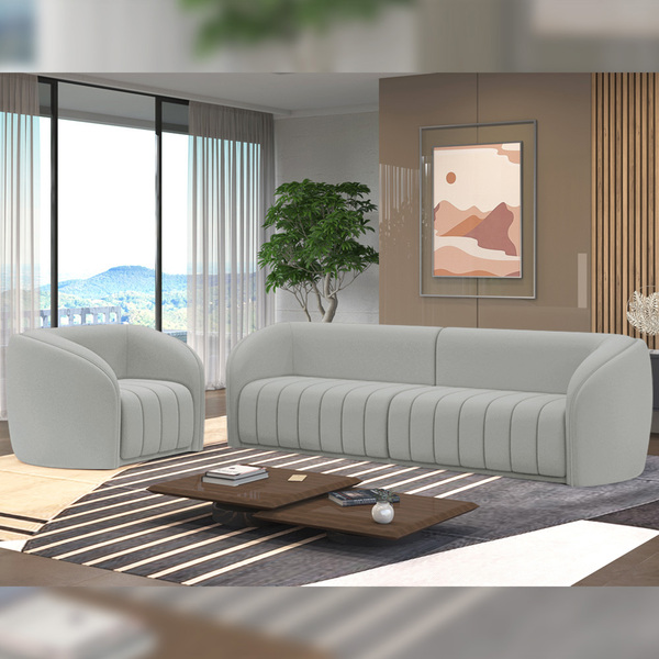 Conjunto Sala De Estar Sofá 332cm 4 Lugares E Poltrona Adam V