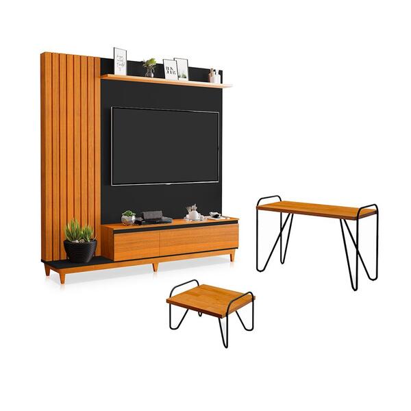 Conjunto Sala De Estar Toyota Preto Freijó Natural