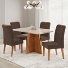 Conjunto Sala De Jantar 120x77,8cm Tampo Com Vidro E 4 Cadeir