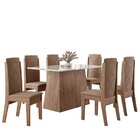 Conjunto Sala De Jantar 135x90cm Tampo Vidro/mdf Com 6 Cadeir