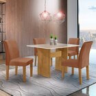 Conjunto Sala De Jantar 1 Mesa 120x80cm Tampo De Vidro 4 Cade