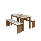 Conjunto Sala De Jantar 1 Mesa 135cm 2 Bancos Primor  Natura/