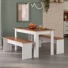 Conjunto Sala De Jantar 1 Mesa 135cm 2 Bancos Primor Branco