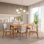 Conjunto Sala De Jantar 1 Mesa 160cm 6 Cadeiras Estofadas Mir