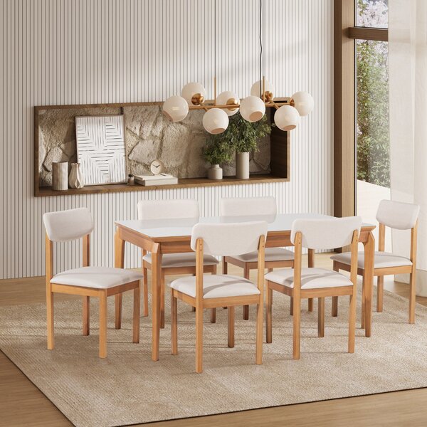 Conjunto Sala De Jantar 1 Mesa 160cm Tampo Laminado Com Vidro