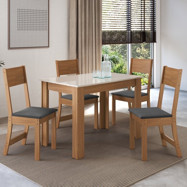 Conjunto Sala De Jantar 1 Mesa 4 Cadeiras Versalhes Freijó/of