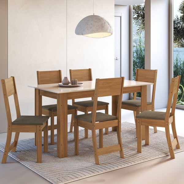 Conjunto Sala De Jantar 1 Mesa 6 Cadeiras Versalhes Freijó/of