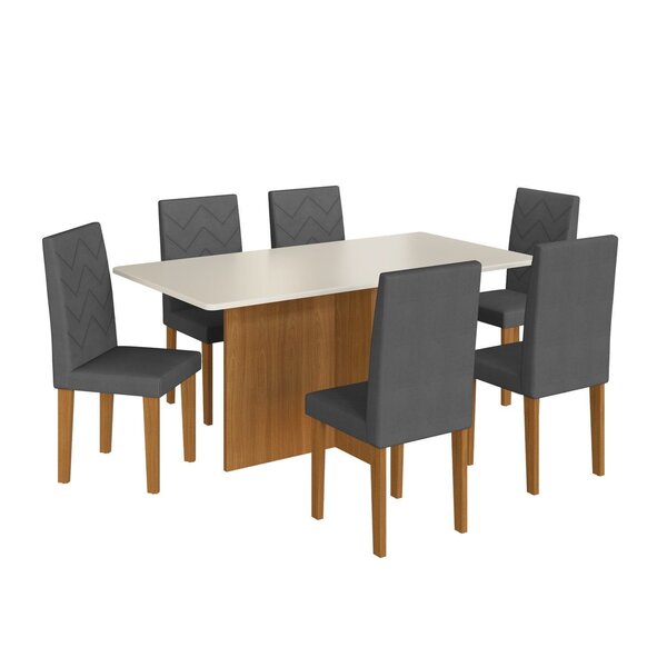 Conjunto Sala De Jantar 1 Mesa Tampo Mdf Retangular Com 6 Cad