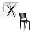 Conjunto Sala De Jantar 1 Mesa Tampo Vidro Redondo 4 Cadeiras
