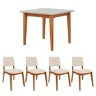 Conjunto Sala De Jantar 1 Mesa Tangará 95cm 4 Cadeiras Estofa