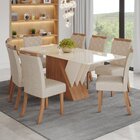 Conjunto Sala De Jantar 200 Cm Canto Reto Com Vidro 8 Cadeira