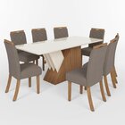Conjunto Sala De Jantar 200 Cm Canto Reto Com Vidro 8 Cadeira