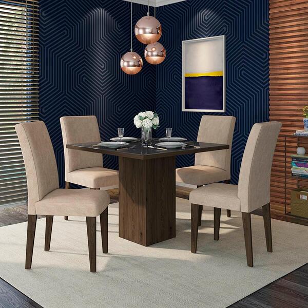 Conjunto Sala De Jantar 4 Cadeiras C/ Vidro Aveiro - Móveis A