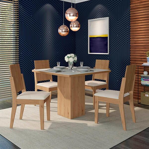 Conjunto Sala De Jantar 4 Cadeiras C/ Vidro Aveiro - Móveis A