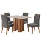 Conjunto Sala De Jantar 4 Cadeiras Fran Mel/ Blonde /cinza
