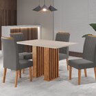 Conjunto Sala De Jantar 4 Cadeiras Fran Mel/ Blonde /cinza