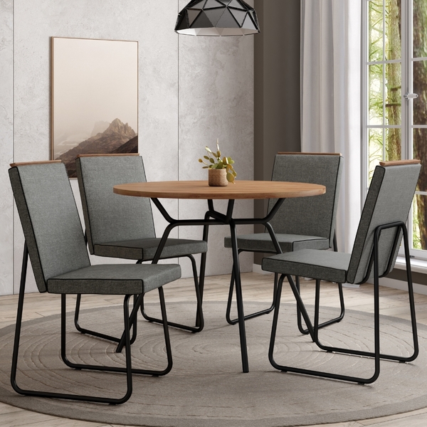 Conjunto Sala De Jantar 4 Cadeiras Glasgow Carraro Grafite Pr