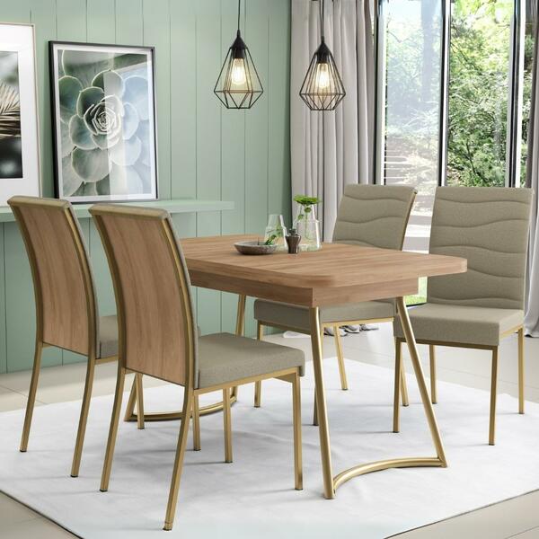 Conjunto Sala De Jantar 4 Cadeiras Montelouro Carraro Carvalh