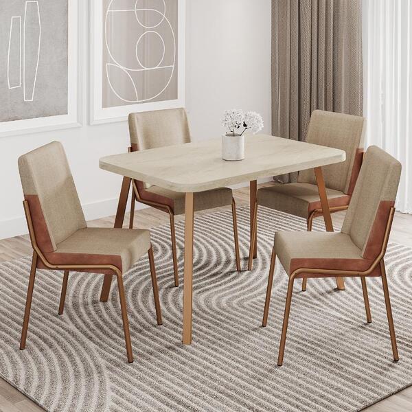 Conjunto Sala De Jantar 4 Cadeiras San Lorenzo Carraro Pet Ros