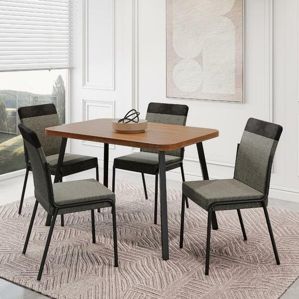 Conjunto Sala De Jantar 4 Cadeiras Seattle Carraro Nogal