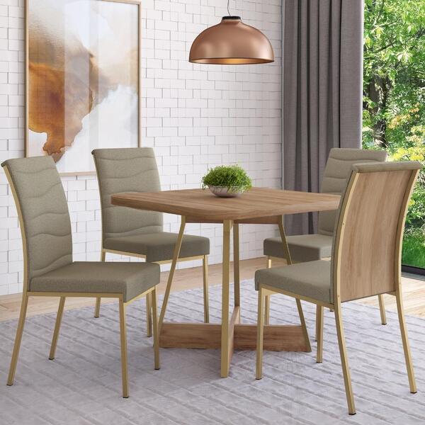Conjunto Sala De Jantar 4 Cadeiras Servian Carraro Carvalho D