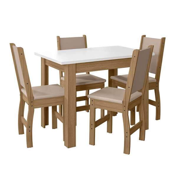 Conjunto Sala De Jantar 4 Cadeiras Tampo Retangular 108cm Sem