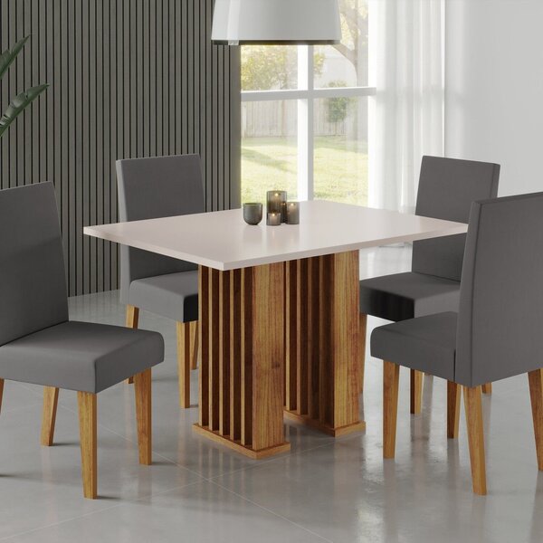 Conjunto Sala De Jantar 4 Cadeiras Venus Mel/ Blonde/ Cinza